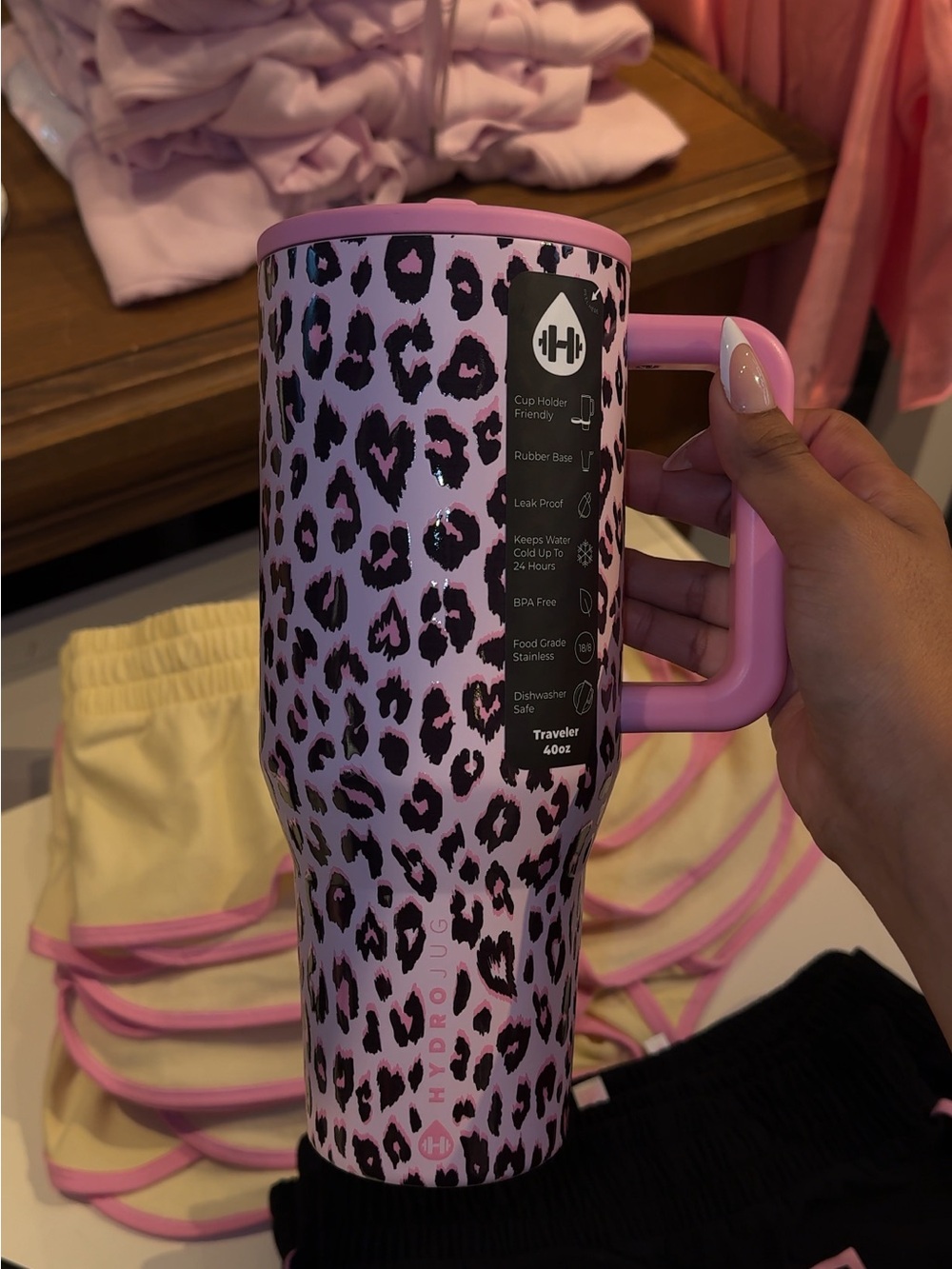 NWT Victoria's Secret x Hydrojug PINK leopard print 40 oz tumbler LimitedEdition - Picture 3 of 3